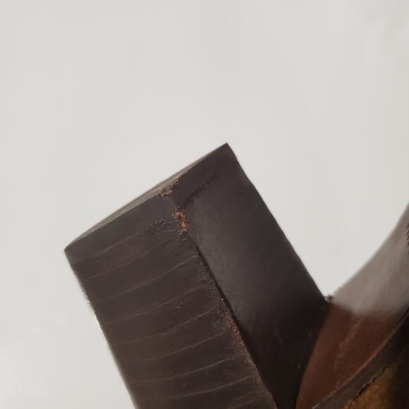 Frye Meghan Suede Ankle Buckle Strap Cut Out Heel Booties Womens Size 9 Brown - Picture 11 of 13